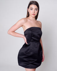 Strapless  black satin dress