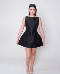 Black boatneck mini dress