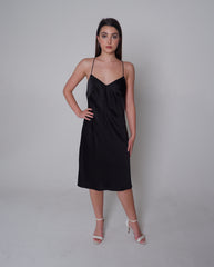 Black satin slip dress