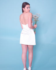 Ivory satin rose dress