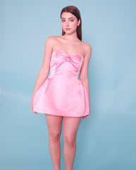 Pink satin sweetheart dress