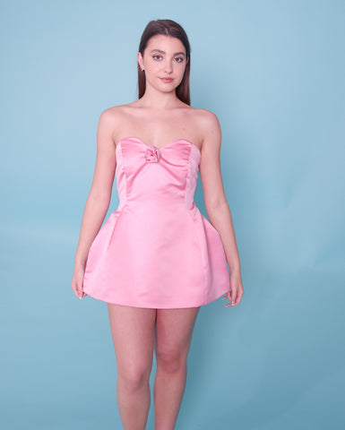 Pink satin sweetheart dress